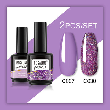 ROSALIND Gel Nail Polish 2Pcs/Set For Manicure Nails Art UV Gel Need Base Top Coat Vernis Semi permanent Nail Polish 15ML
